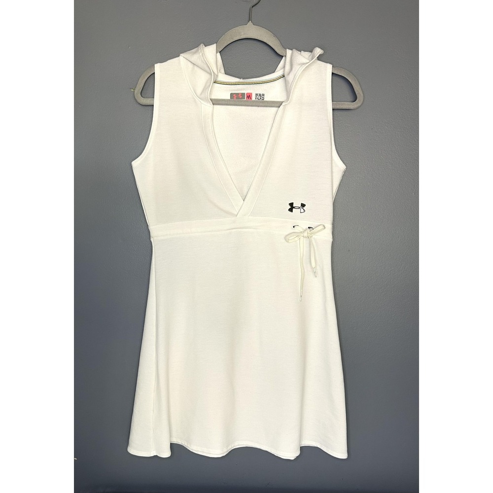 Under Armour Active Dress M White Hooded Athletic French Terry Athleisure Sporty